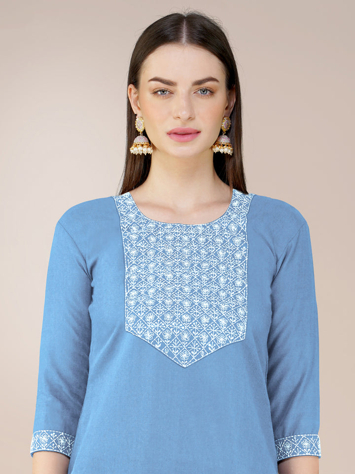 Chic Cotton Blend Combination | Accentuated by a Silk Blend Dupatta