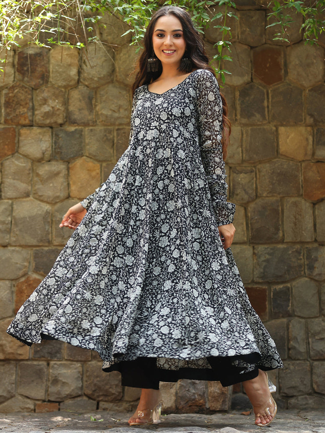 Elegant Indian Ethnic Wear Kurti | Designer Floral Printed Georgette Kurta
