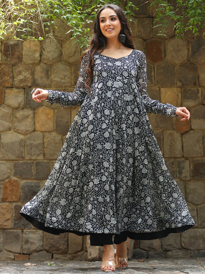 Elegant Indian Ethnic Wear Kurti | Designer Floral Printed Georgette Kurta