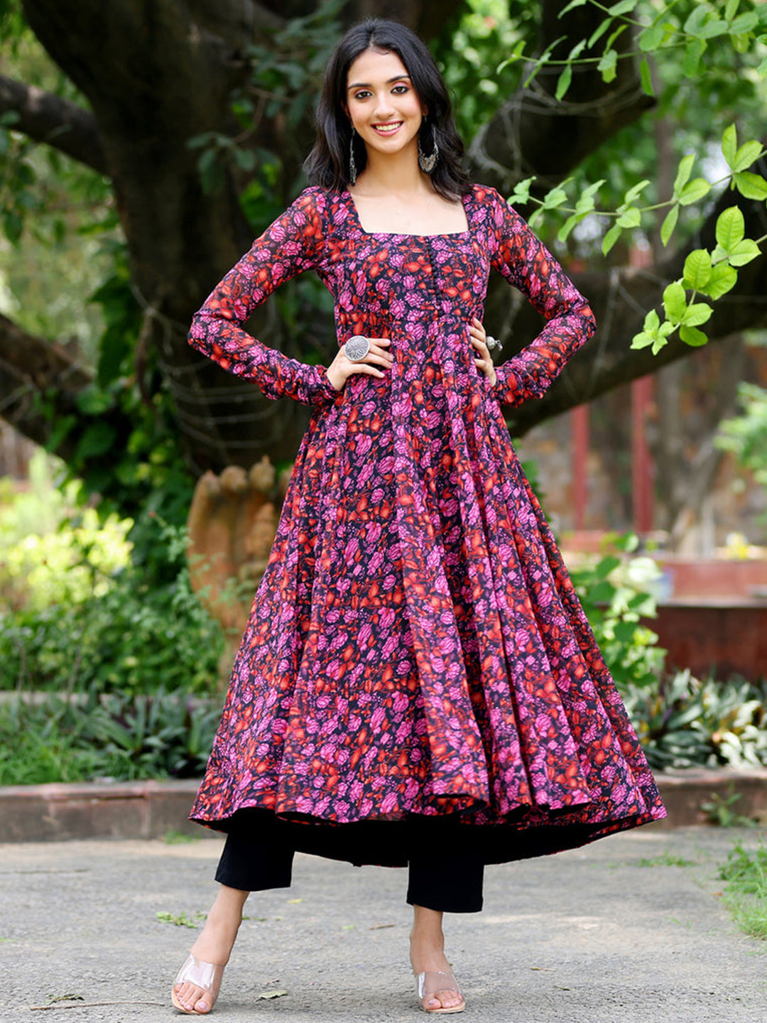 Elegant Multi Georgette Kurti | Designer Floral Printed Women Kurta