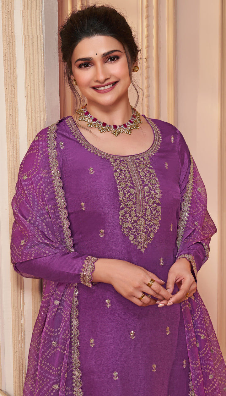Elegant Georgette Suit | Designer Embroidered Ethnic Set with Chiffon Dupatta