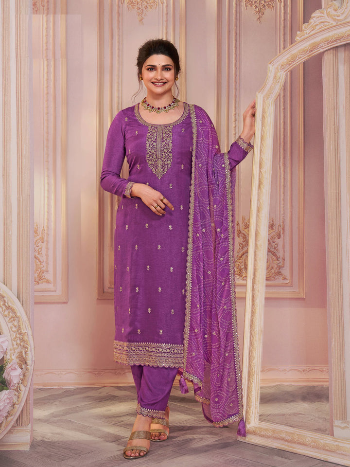 Elegant Georgette Suit | Designer Embroidered Ethnic Set with Chiffon Dupatta