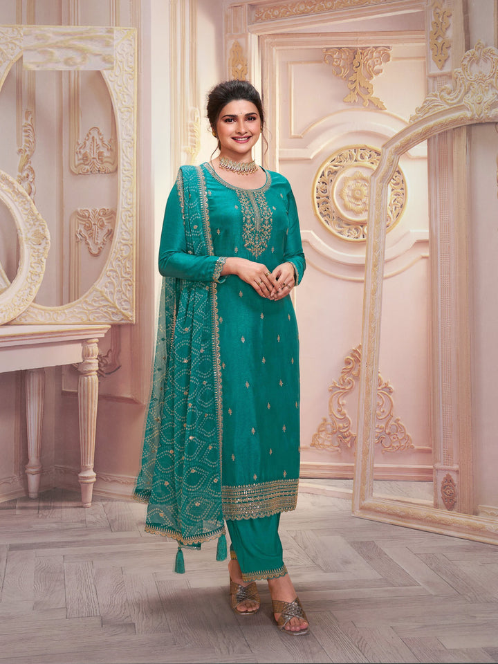 Elegant Georgette Suit | Designer Embroidered Ethnic Set with Chiffon Dupatta