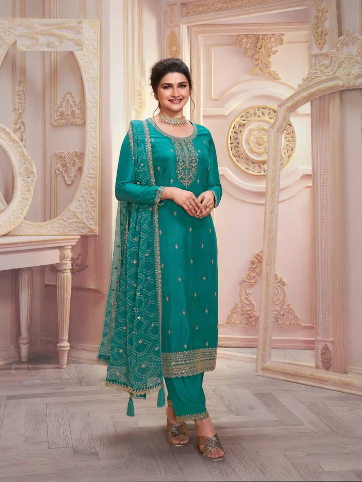 Elegant Georgette Suit | Designer Embroidered Ethnic Set with Chiffon Dupatta
