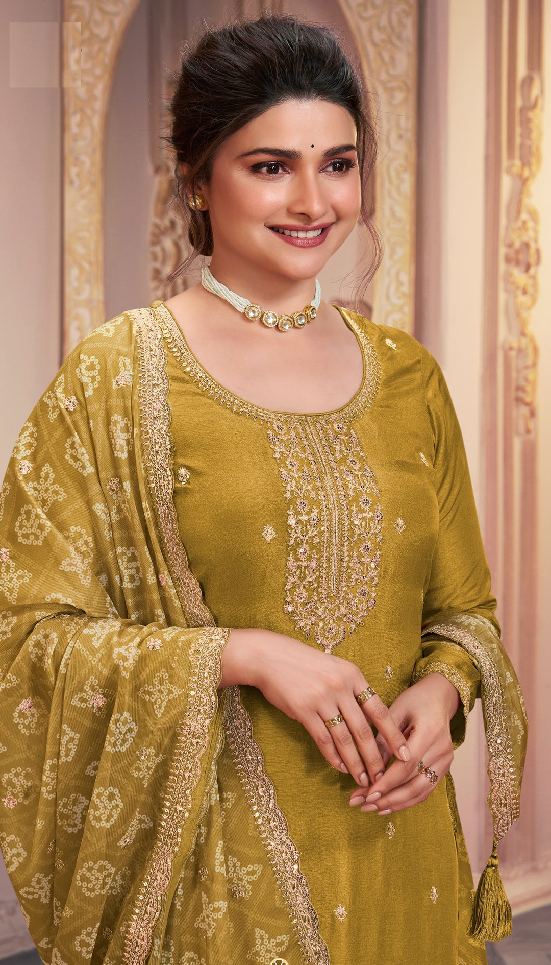 Elegant Georgette Suit | Designer Embroidered Ethnic Set with Chiffon Dupatta