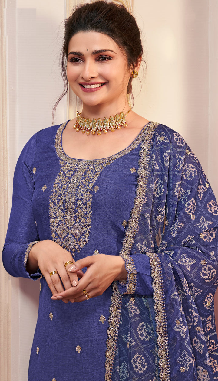 Elegant Georgette Suit | Designer Embroidered Ethnic Set with Chiffon Dupatta
