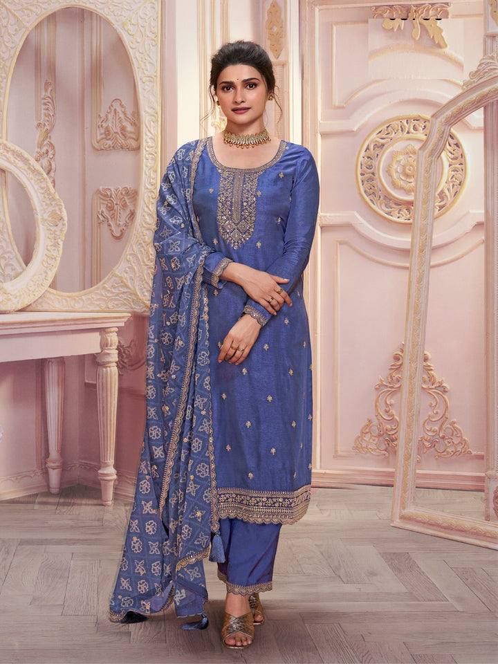 Elegant Georgette Suit | Designer Embroidered Ethnic Set with Chiffon Dupatta