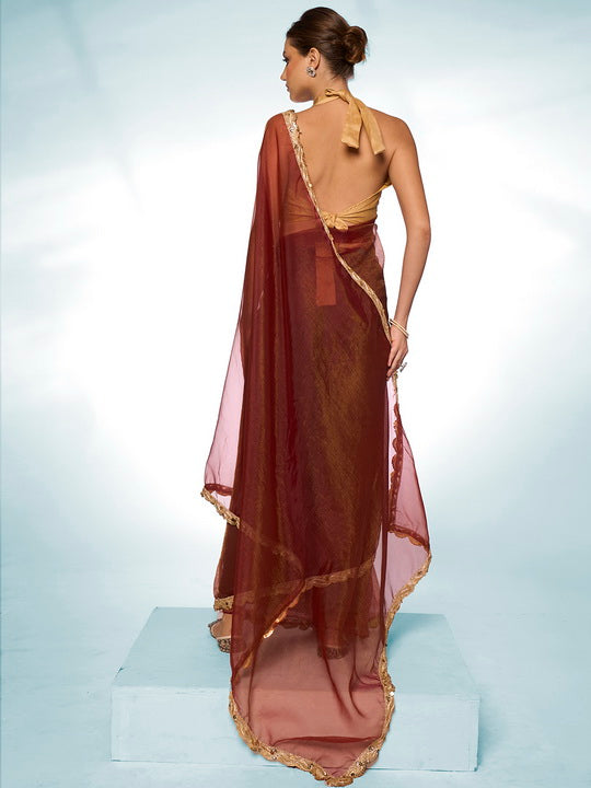 Elegant Solid Tissue Saree | Art-Silk Blouse Perfect for Weddings & Festive Event