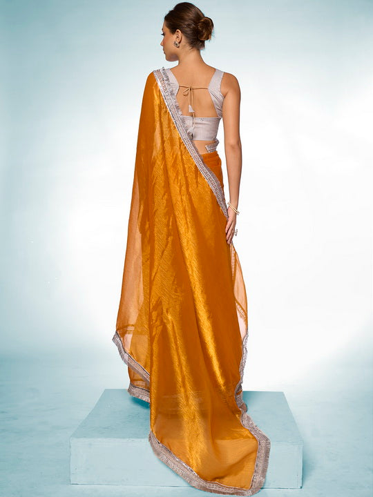 Designer Burberry Saree | Art-Silk Blouse Perfect for Weddings & Events