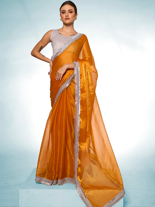 Designer Burberry Saree | Art-Silk Blouse Perfect for Weddings & Events
