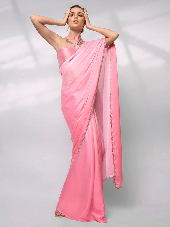 Solid Designer Rangoli Saree | Art-Silk Blouse Perfect for Weddings