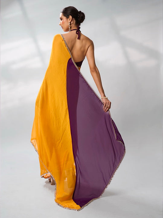Solid Designer Georgette Saree | Art-Silk Blouse for Weddings & Special Events