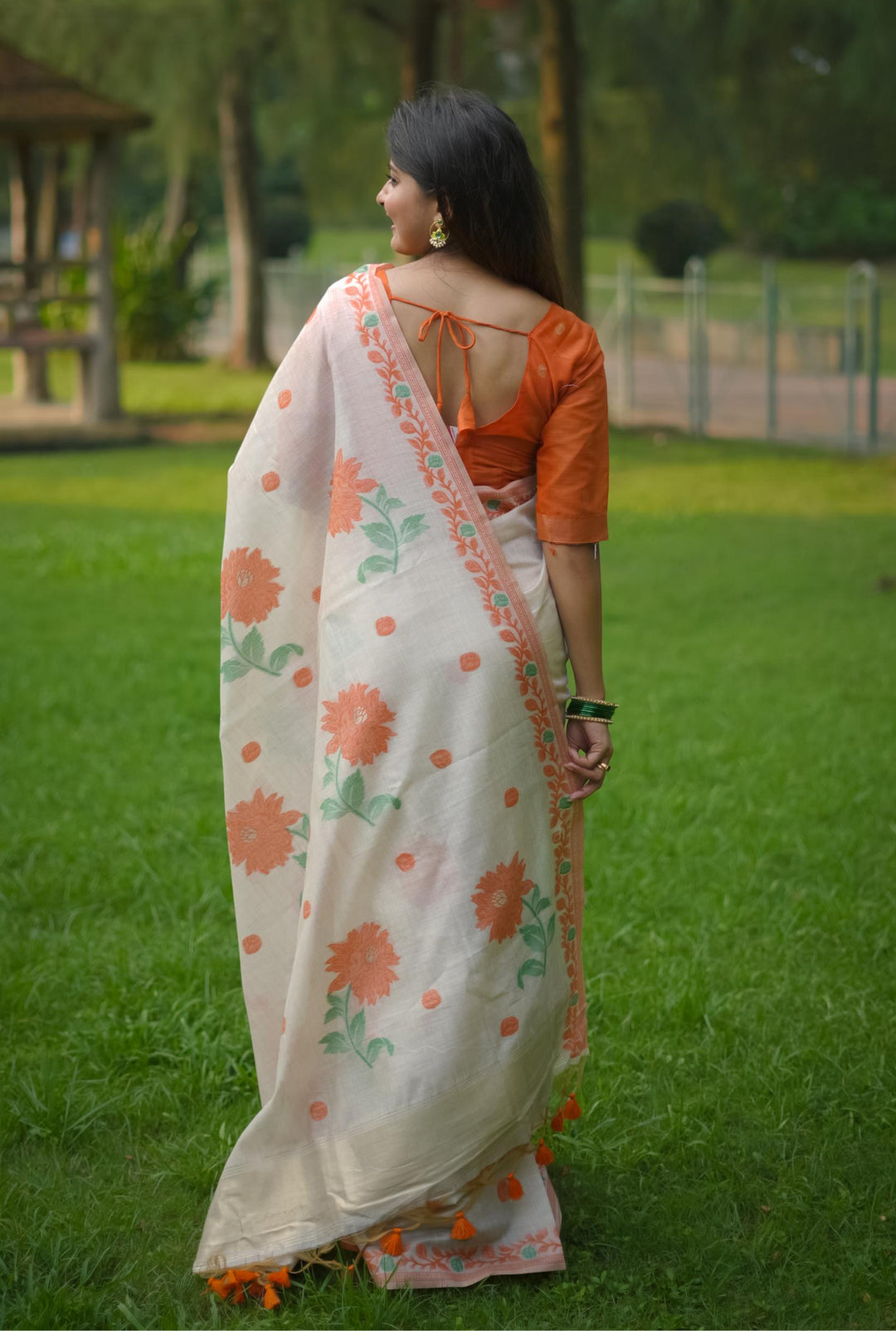 Muga-Cotton Jamdani Weaving Saree | Elegant for Weddings & Special Events