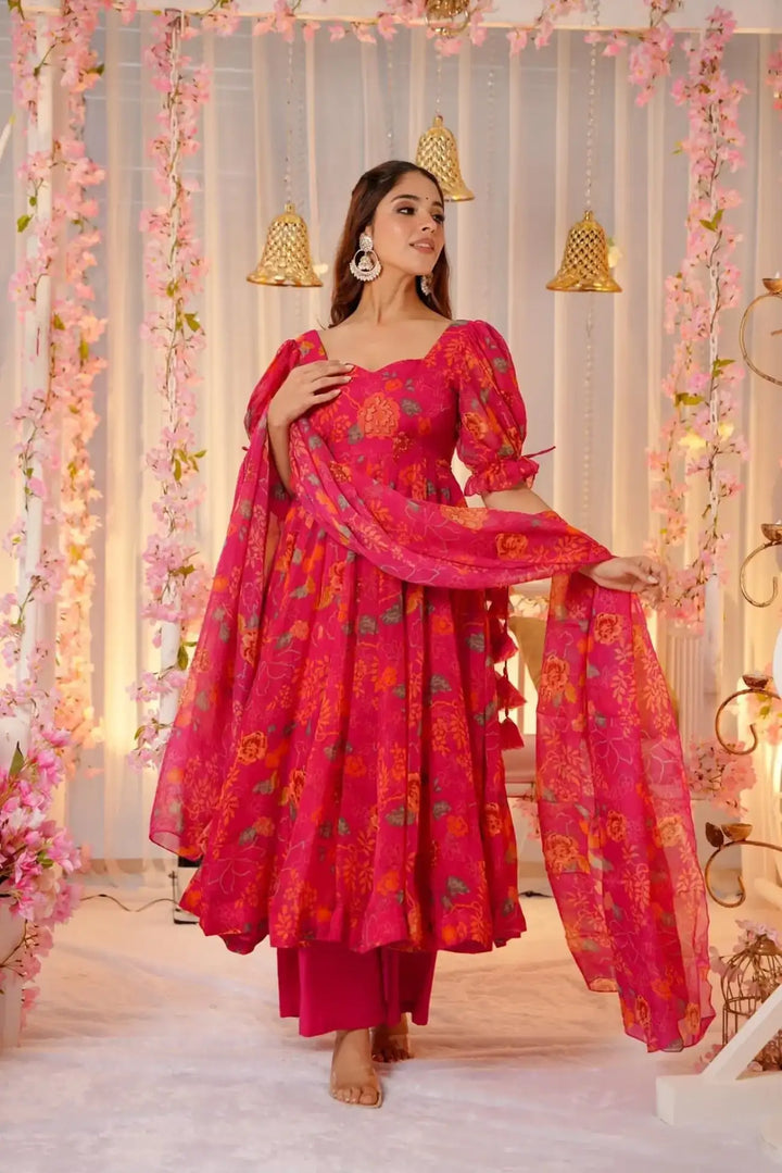 Stylish Tebby Silk Suit | Readymade Digital Printed Salwar Set for Women