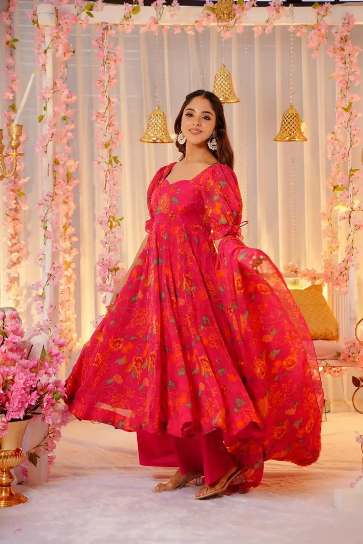 Stylish Tebby Silk Suit | Readymade Digital Printed Salwar Set for Women