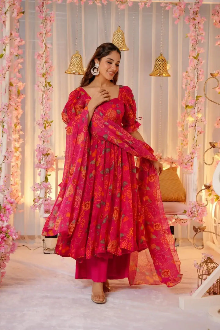 Stylish Tebby Silk Suit | Readymade Digital Printed Salwar Set for Women