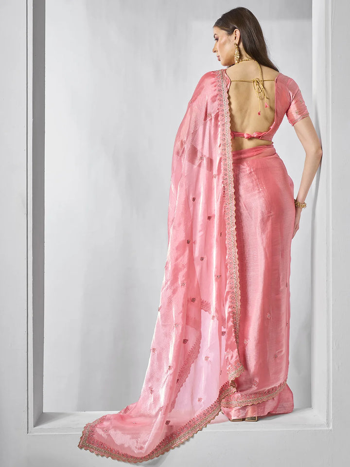 Designer Embroidered Burburry Saree | Art-Silk Blouse for Special Events
