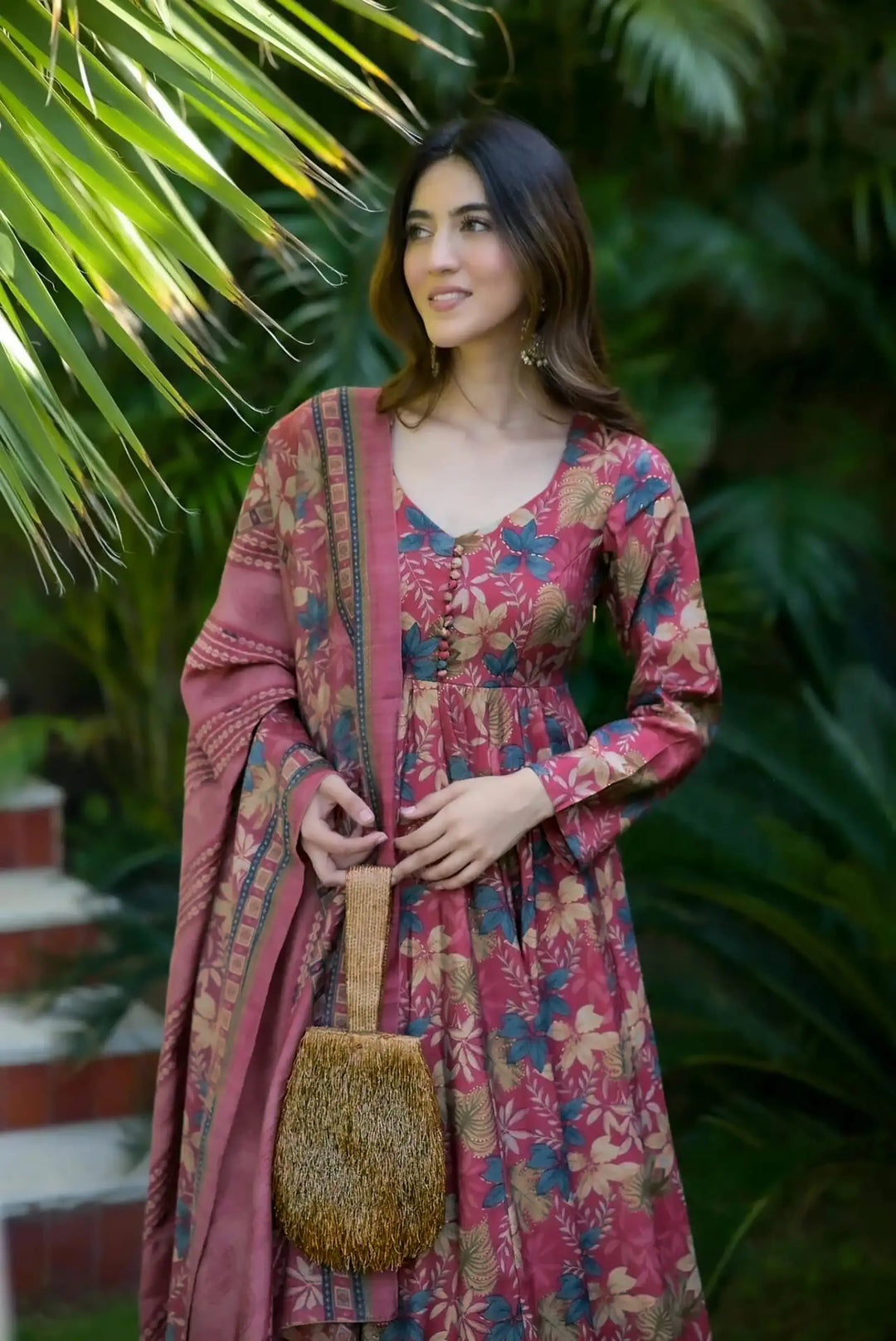 Partywear Muslin Suit | Digitally Printed Ethnic Set with Matching Dupatta