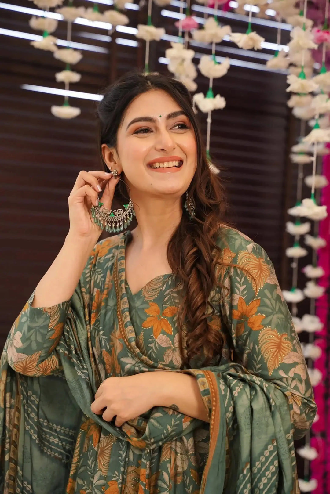 Partywear Muslin Suit | Digitally Printed Ethnic Set with Matching Dupatta