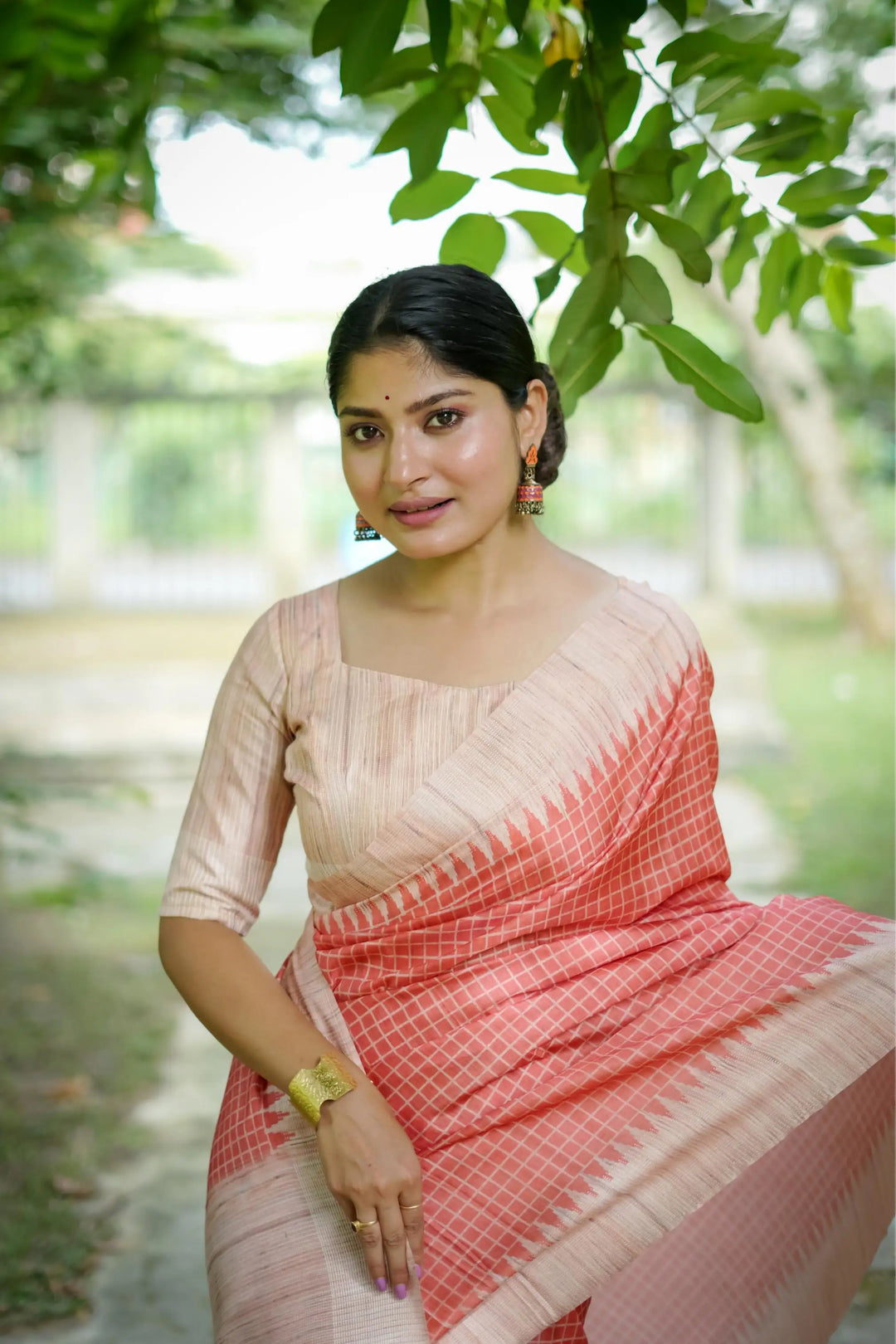 Tussar Silk Saree with Wevon Kantha Designer Print | Special Event & Wedding