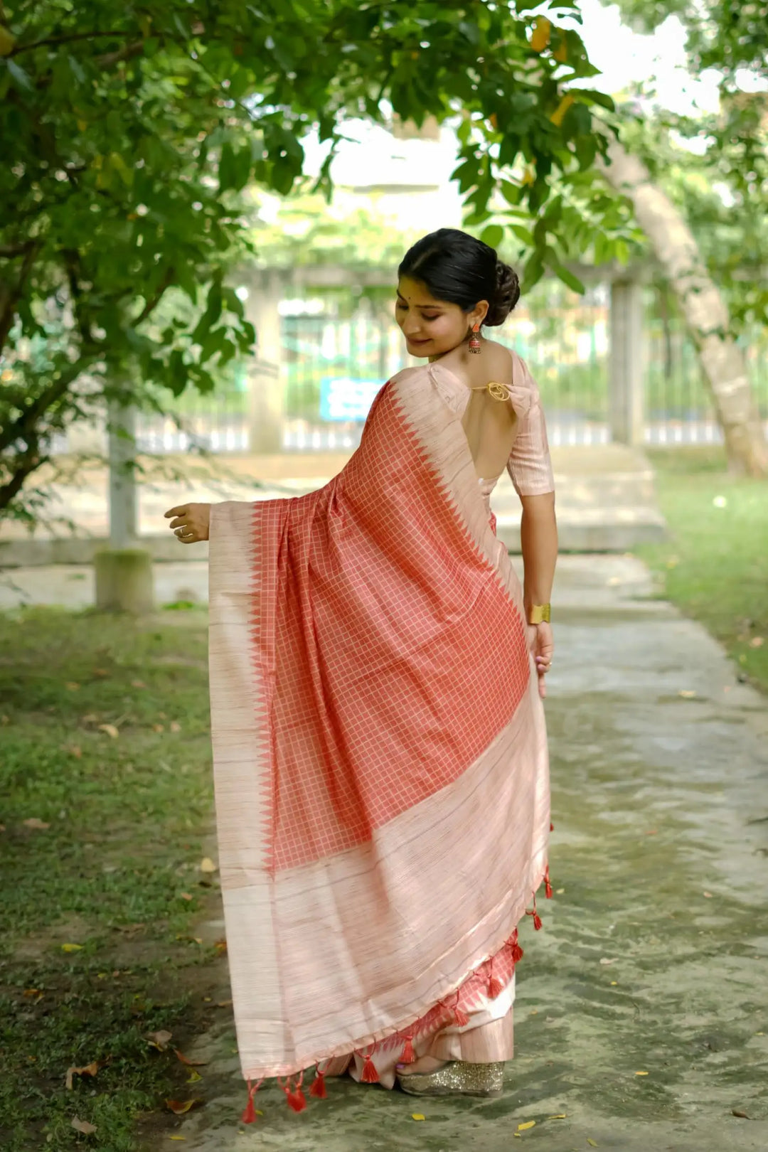 Tussar Silk Saree with Wevon Kantha Designer Print | Special Event & Wedding