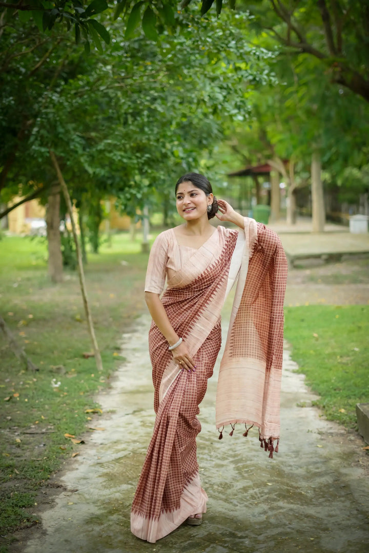 Tussar Silk Saree with Wevon Kantha Designer Print | Special Event & Wedding