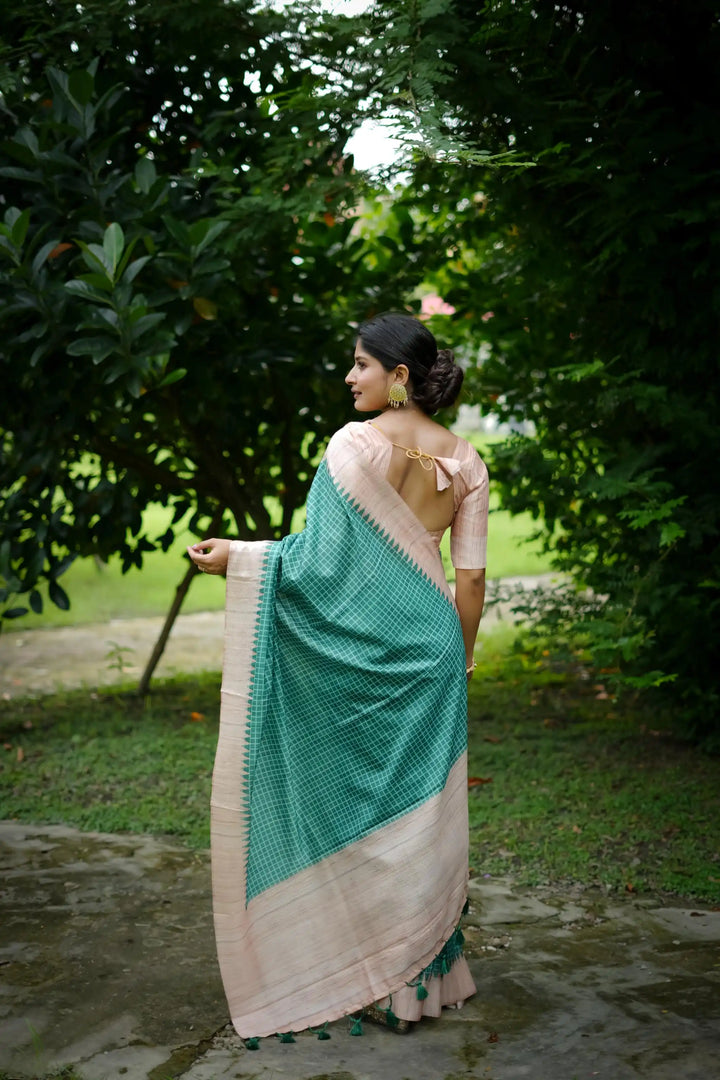 Tussar Silk Saree with Wevon Kantha Designer Print | Special Event & Wedding