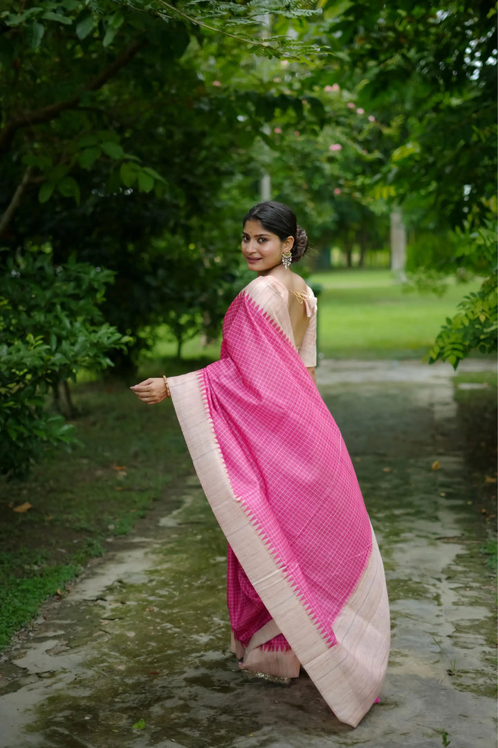 Tussar Silk Saree with Wevon Kantha Designer Print | Special Event & Wedding