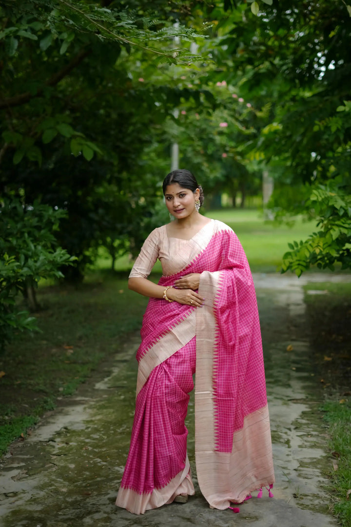 Tussar Silk Saree with Wevon Kantha Designer Print | Special Event & Wedding