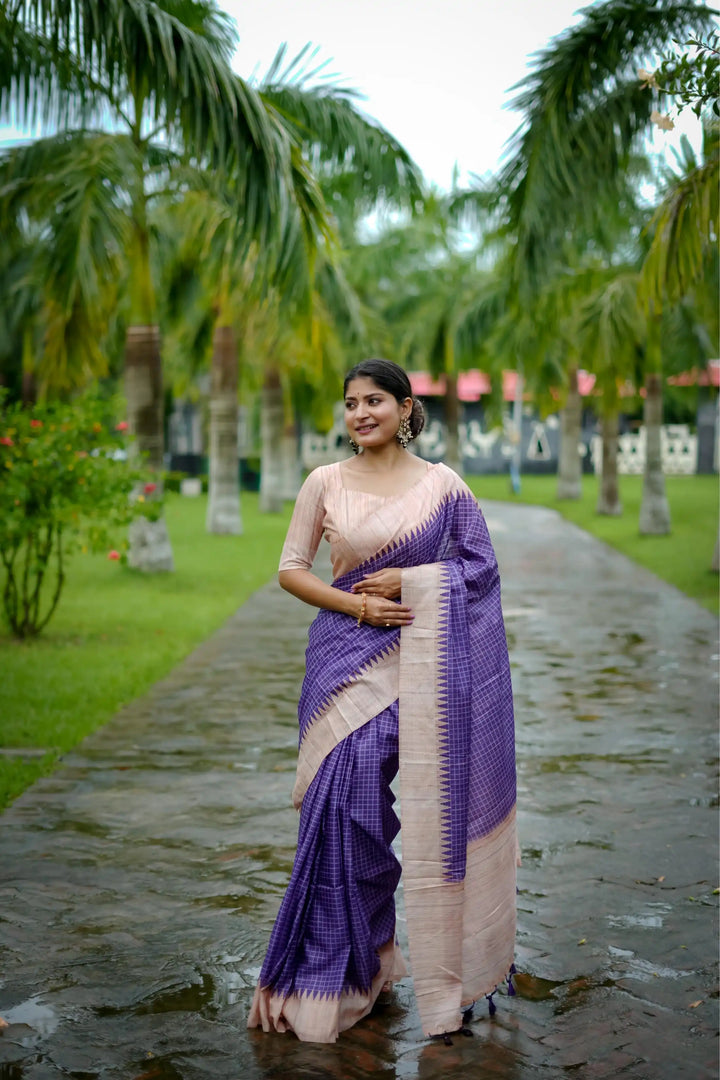 Tussar Silk Saree with Wevon Kantha Designer Print | Special Event & Wedding