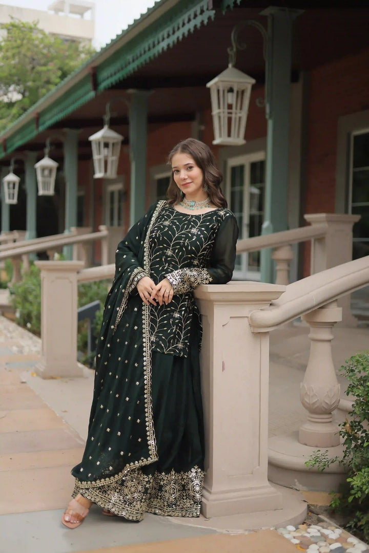 Stylish Readymade Palazzo Suit | Rangoli Silk with Beautiful Embroidery Work