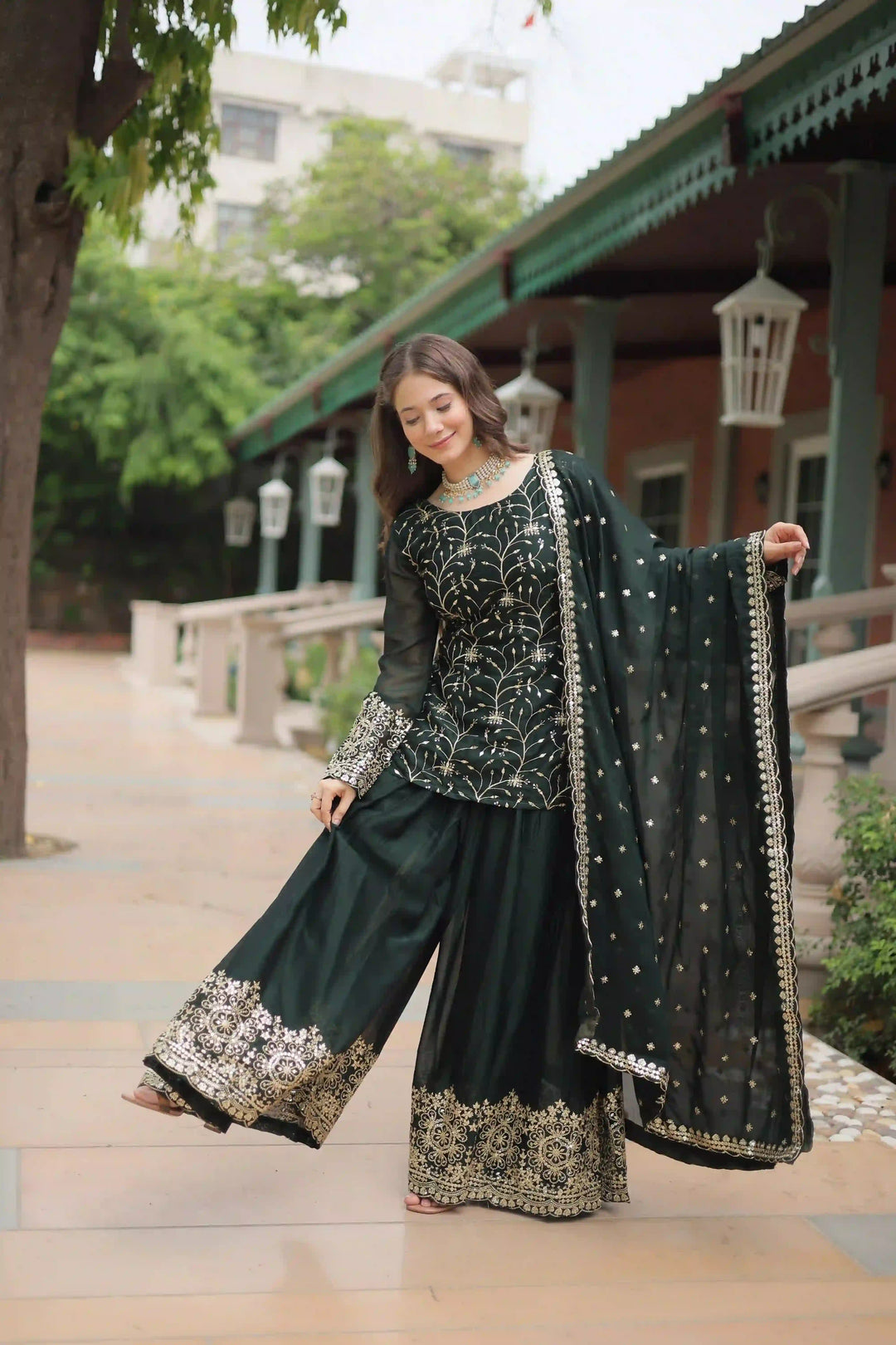Stylish Readymade Palazzo Suit | Rangoli Silk with Beautiful Embroidery Work
