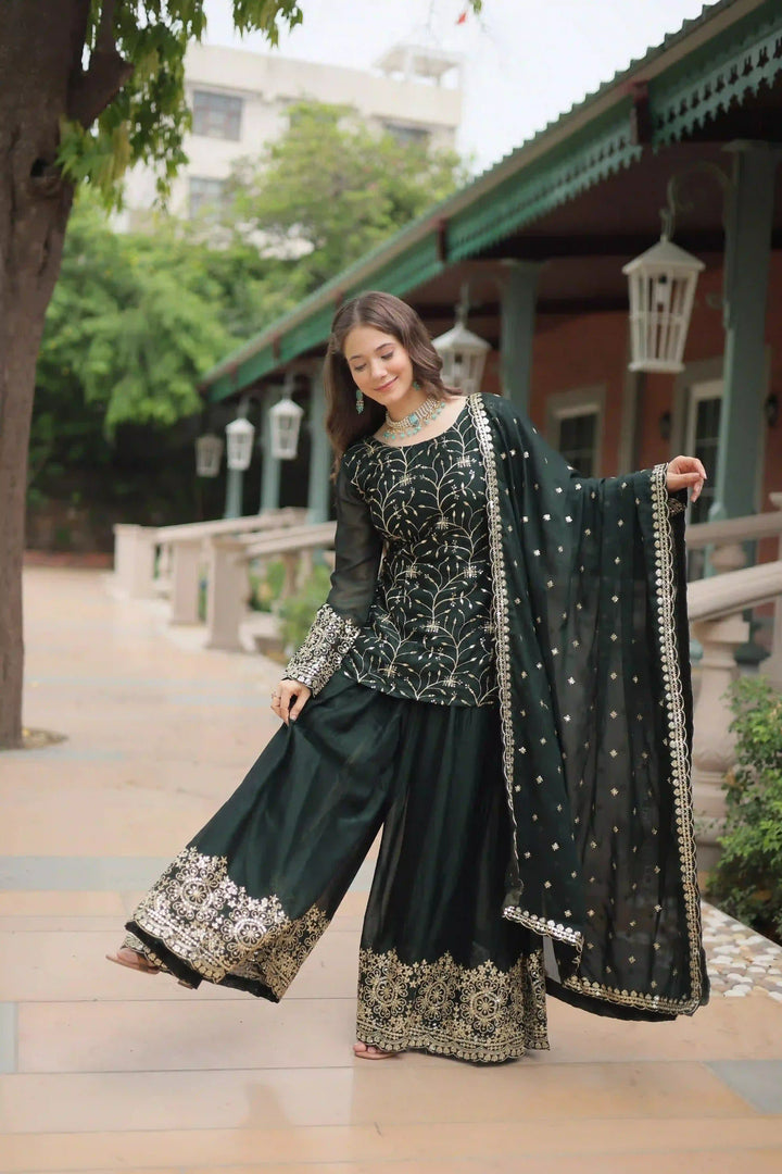 Stylish Readymade Palazzo Suit | Rangoli Silk with Beautiful Embroidery Work