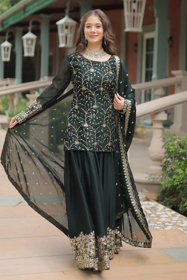 Stylish Readymade Palazzo Suit | Rangoli Silk with Beautiful Embroidery Work