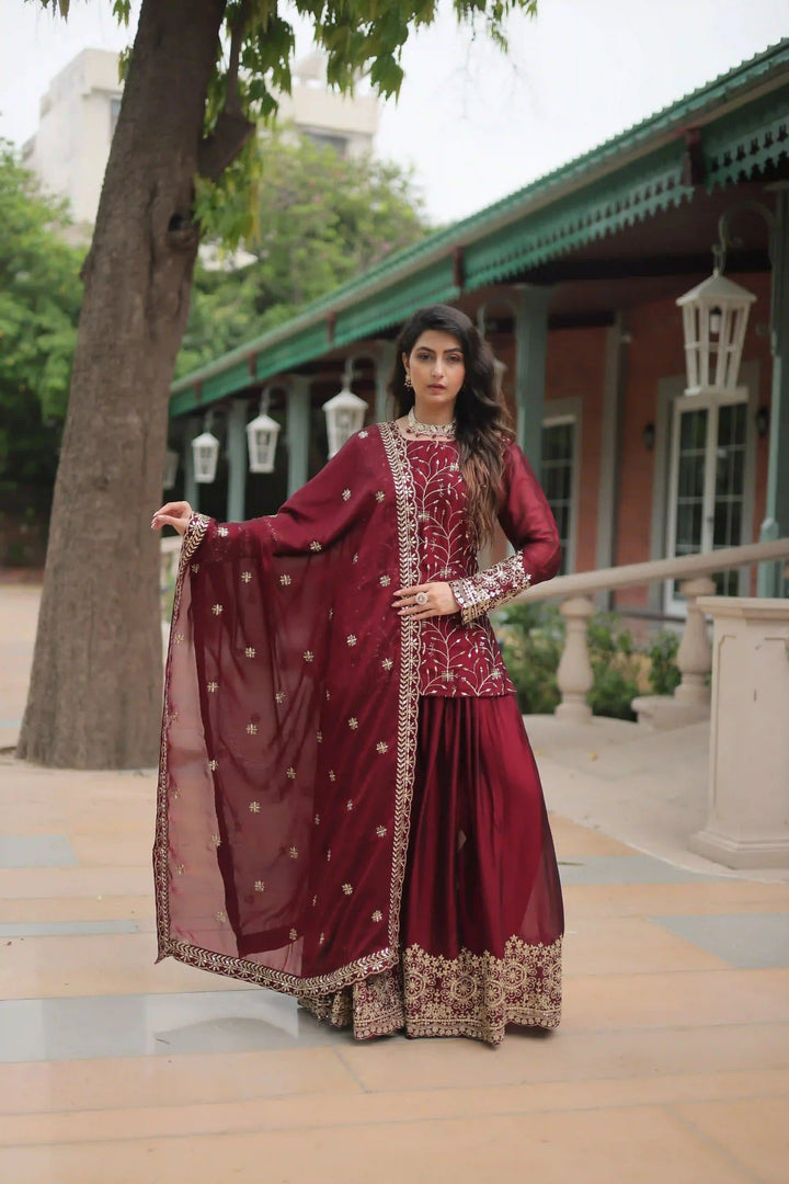Stylish Readymade Palazzo Suit | Rangoli Silk with Beautiful Embroidery Work