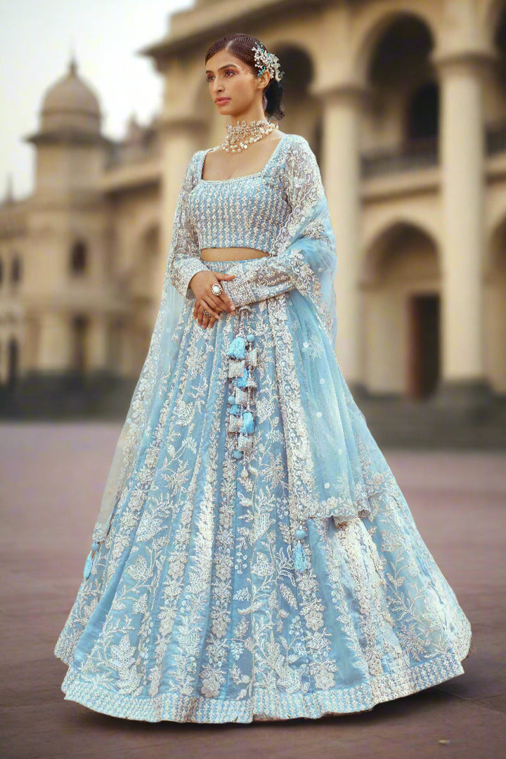 Designer Heavy Embroidered Lehenga Choli | Organza Fabric with Net Dupatta