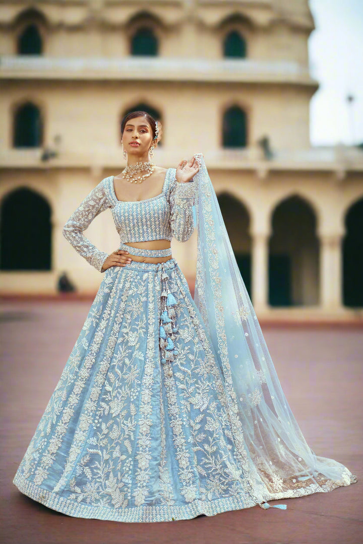 Designer Heavy Embroidered Lehenga Choli | Organza Fabric with Net Dupatta