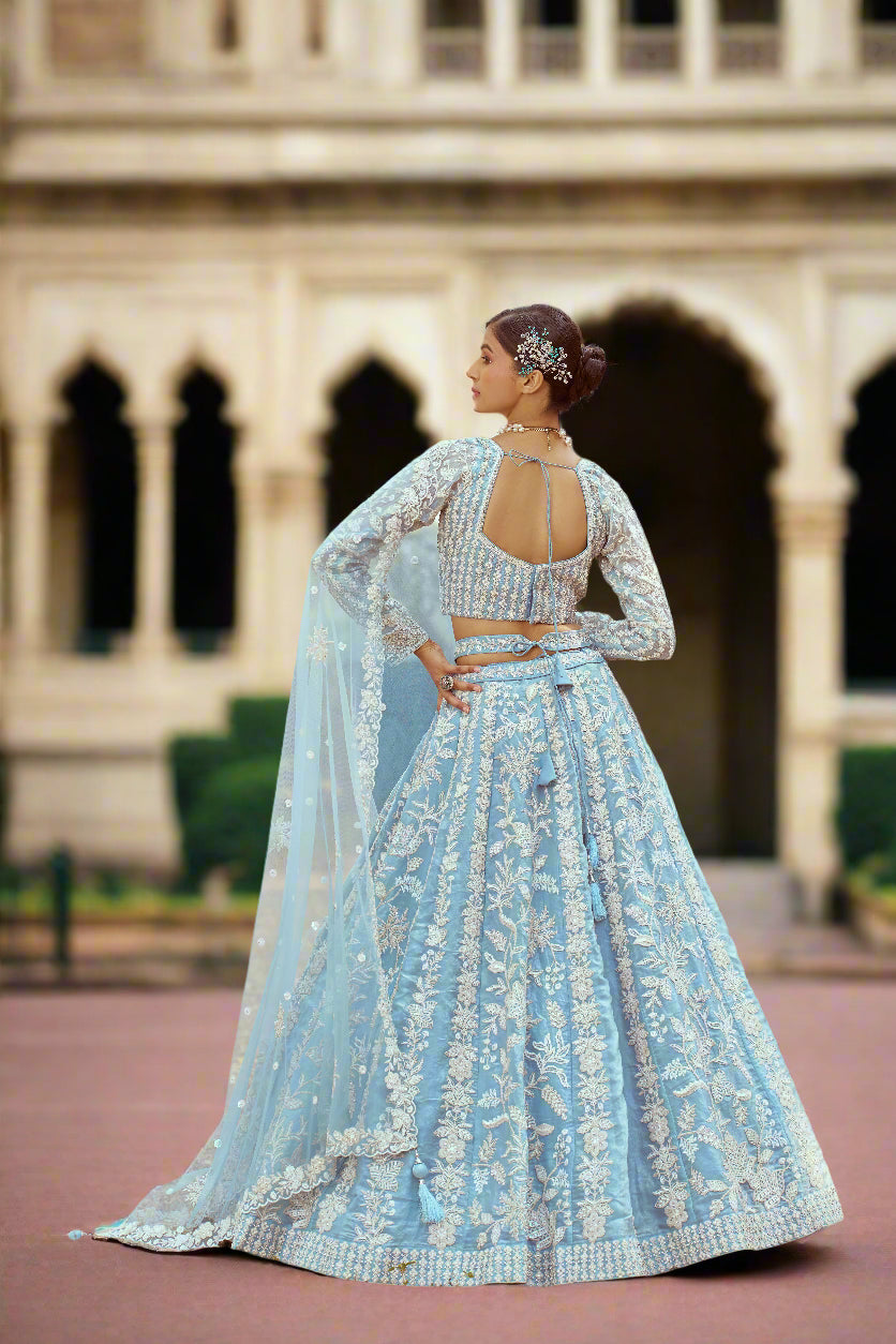 Designer Heavy Embroidered Lehenga Choli | Organza Fabric with Net Dupatta