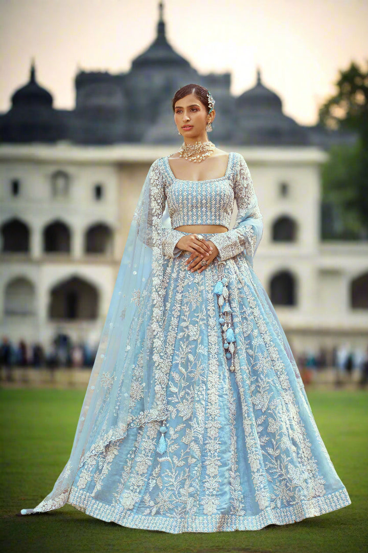 Designer Heavy Embroidered Lehenga Choli | Organza Fabric with Net Dupatta