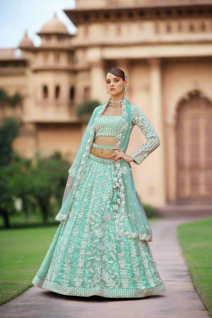 Designer Heavy Embroidered Lehenga Choli | Organza Fabric with Net Dupatta