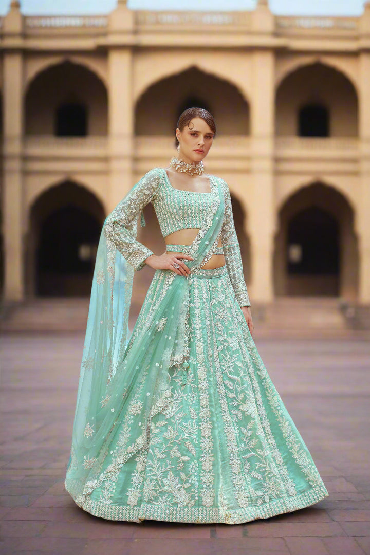 Designer Heavy Embroidered Lehenga Choli | Organza Fabric with Net Dupatta