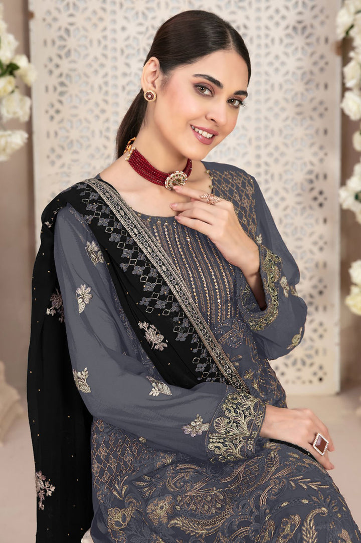 Stylish Georgette Top Featuring Santoon Bottom | Accentuated by a Georgette Dupatta
