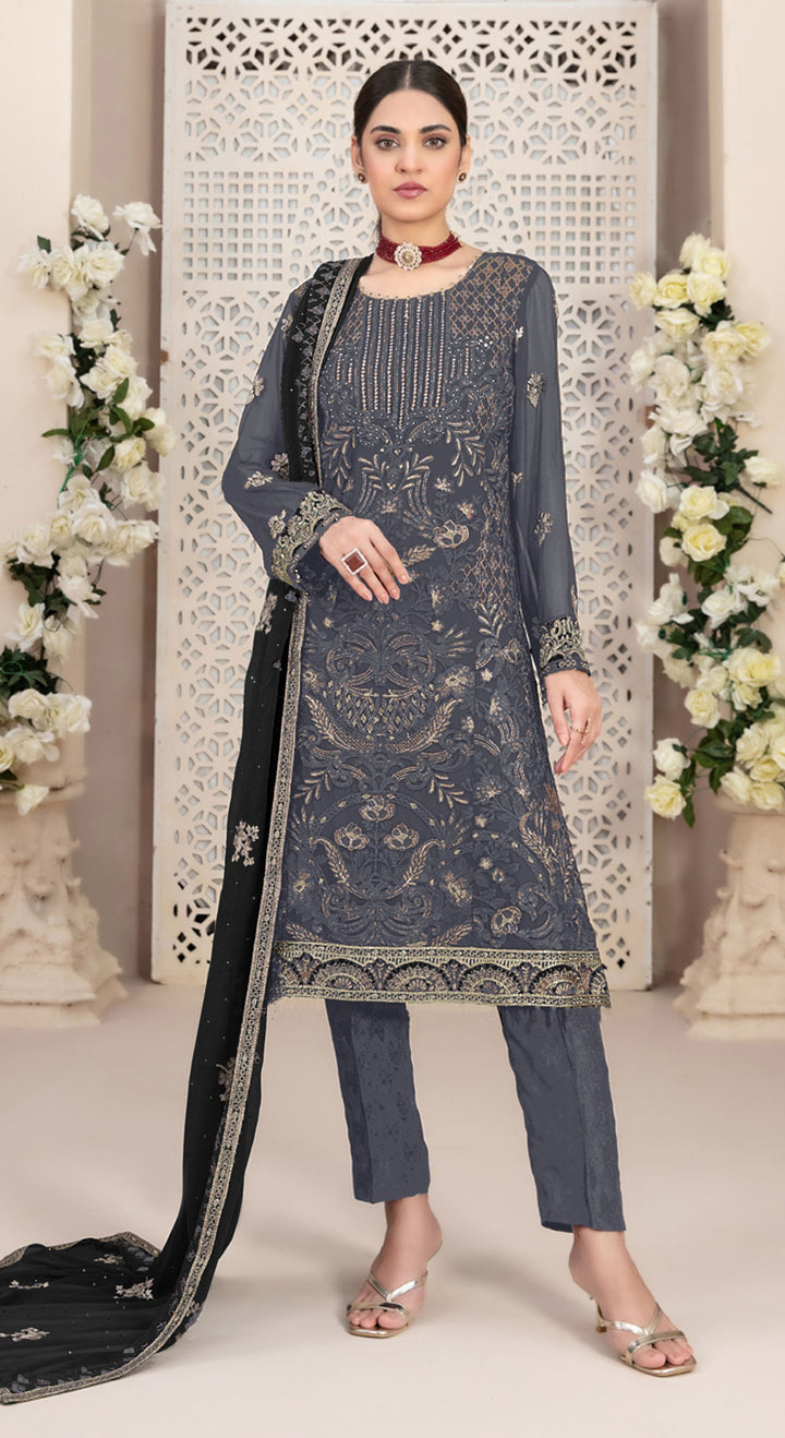 Stylish Georgette Top Featuring Santoon Bottom | Accentuated by a Georgette Dupatta