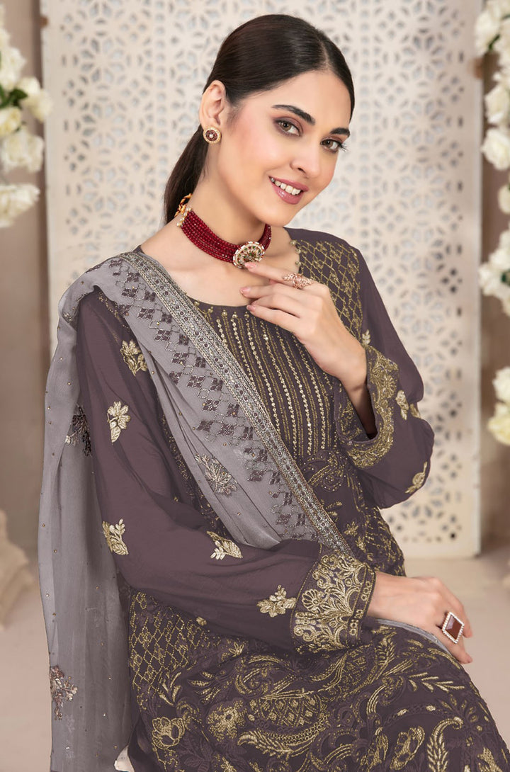 Stylish Georgette Top Featuring Santoon Bottom | Accentuated by a Georgette Dupatta