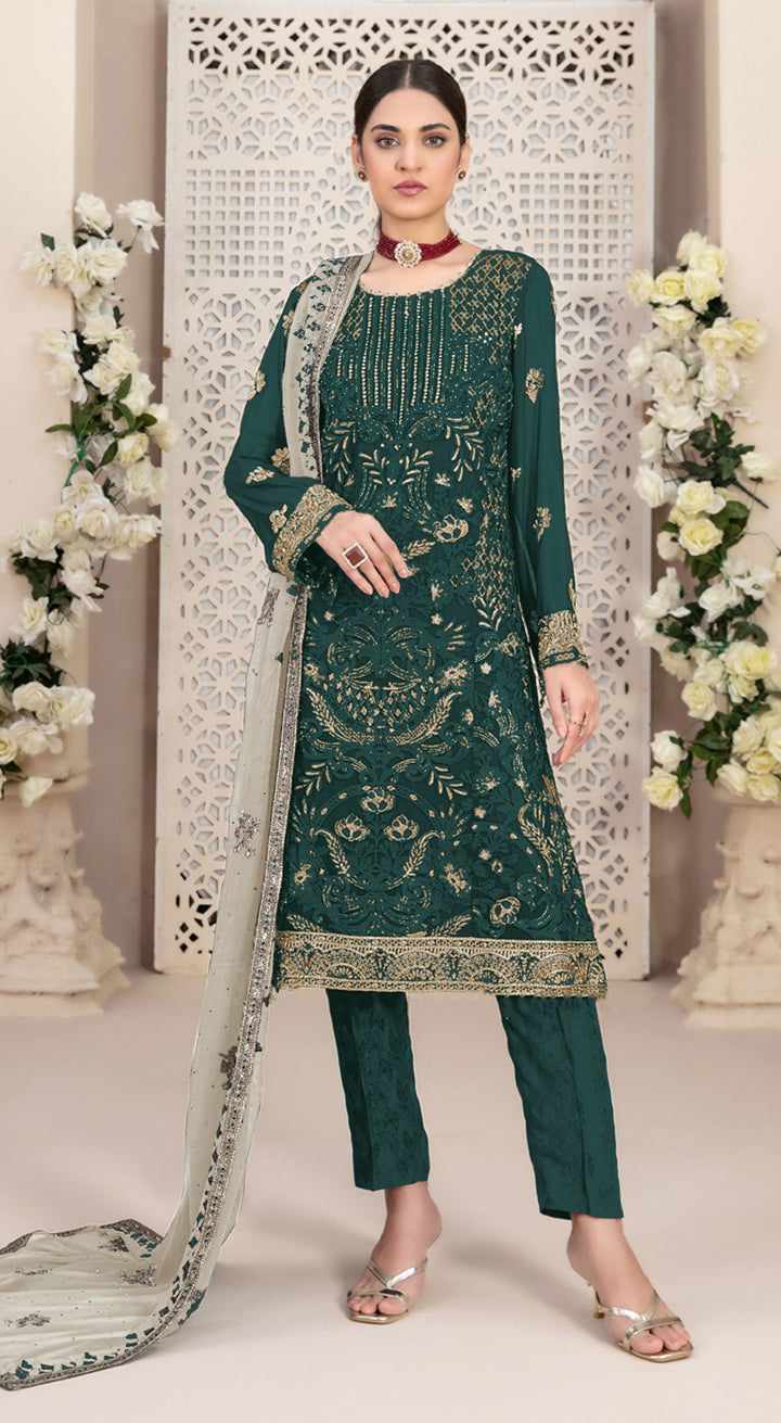 Stylish Georgette Top Featuring Santoon Bottom | Accentuated by a Georgette Dupatta