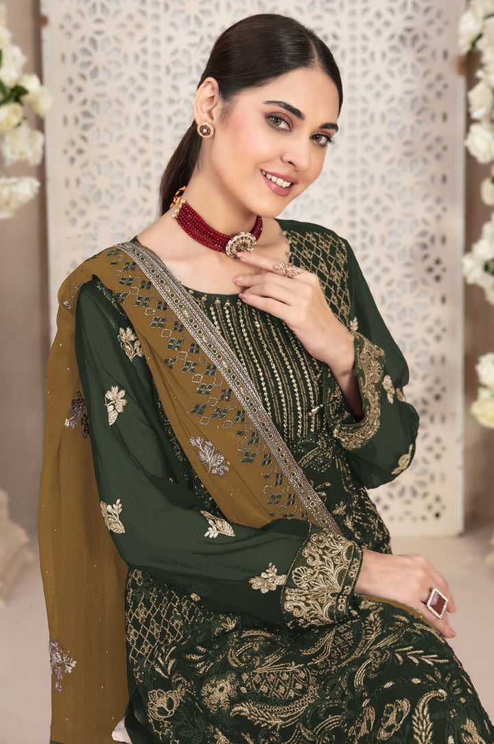 Stylish Georgette Top Featuring Santoon Bottom | Accentuated by a Georgette Dupatta