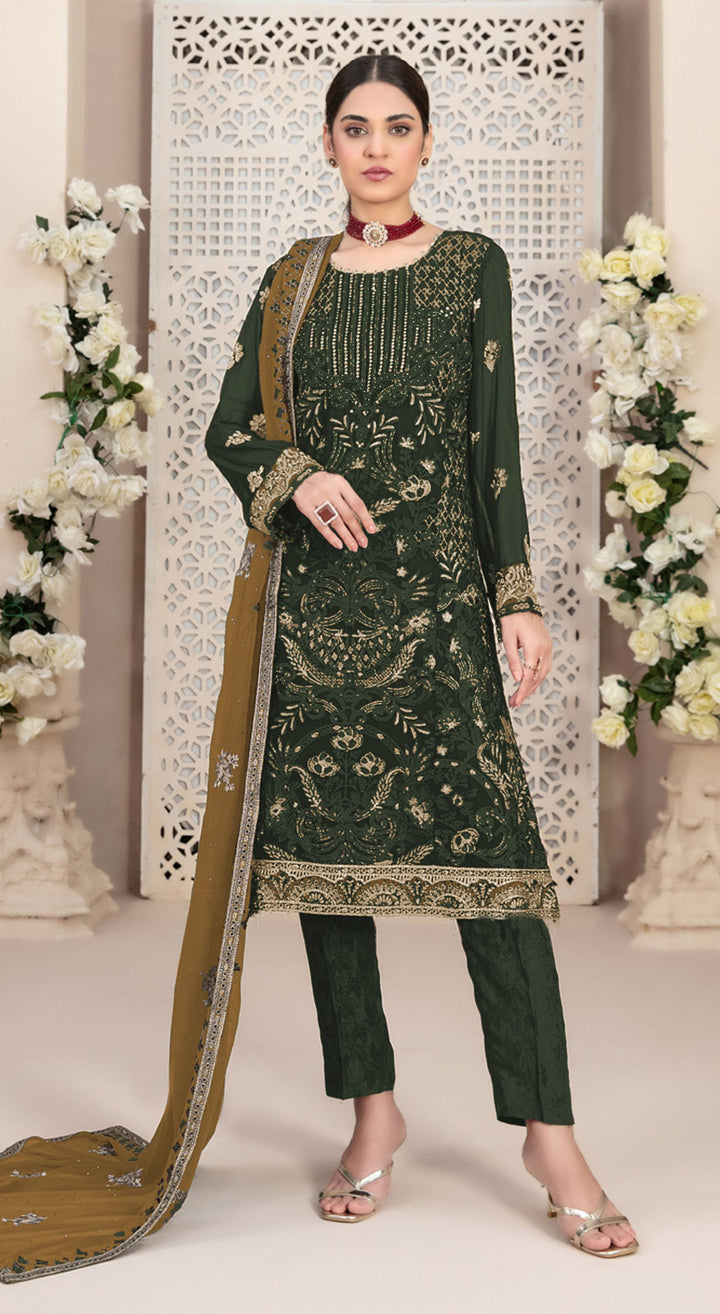 Stylish Georgette Top Featuring Santoon Bottom | Accentuated by a Georgette Dupatta