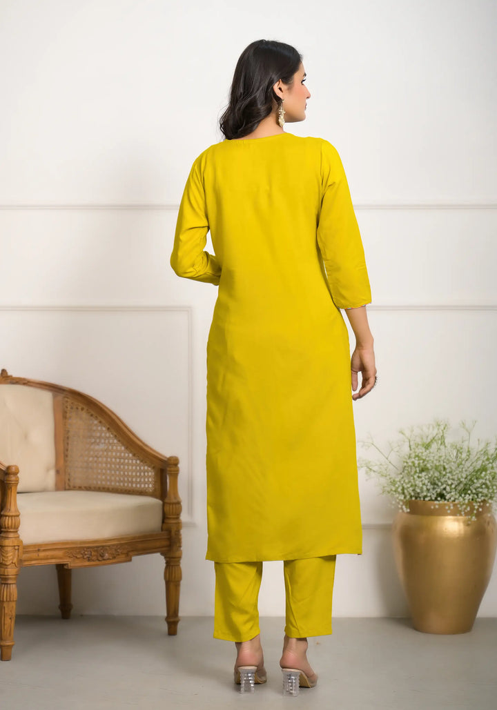 Chic Yellow Viscoce  and Viscose  Combination | Accentuated by a Viscose Dupatta