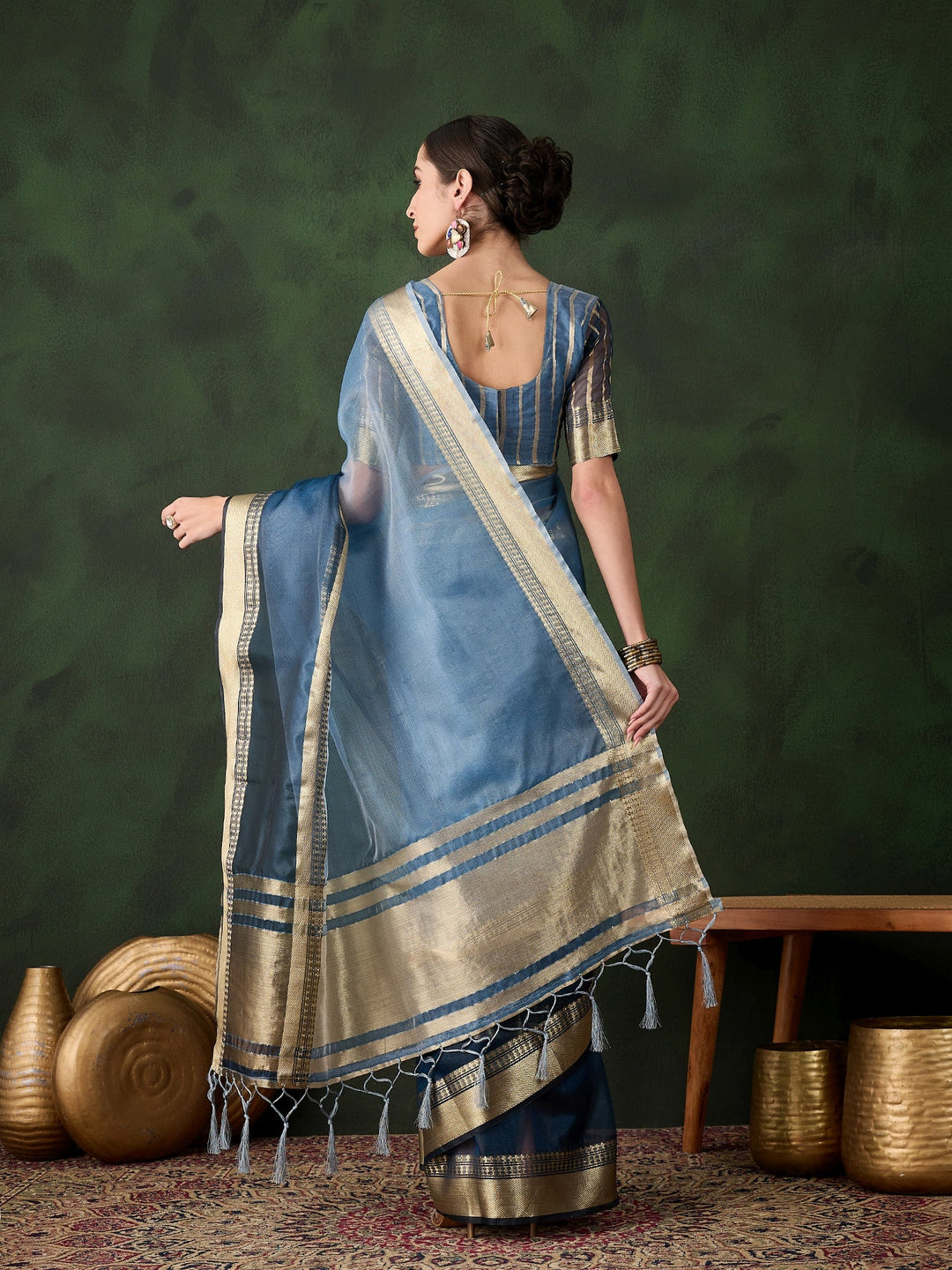 Exquisite Woven Jacquard Saree | Timeless Khadi-Organza for Weddings