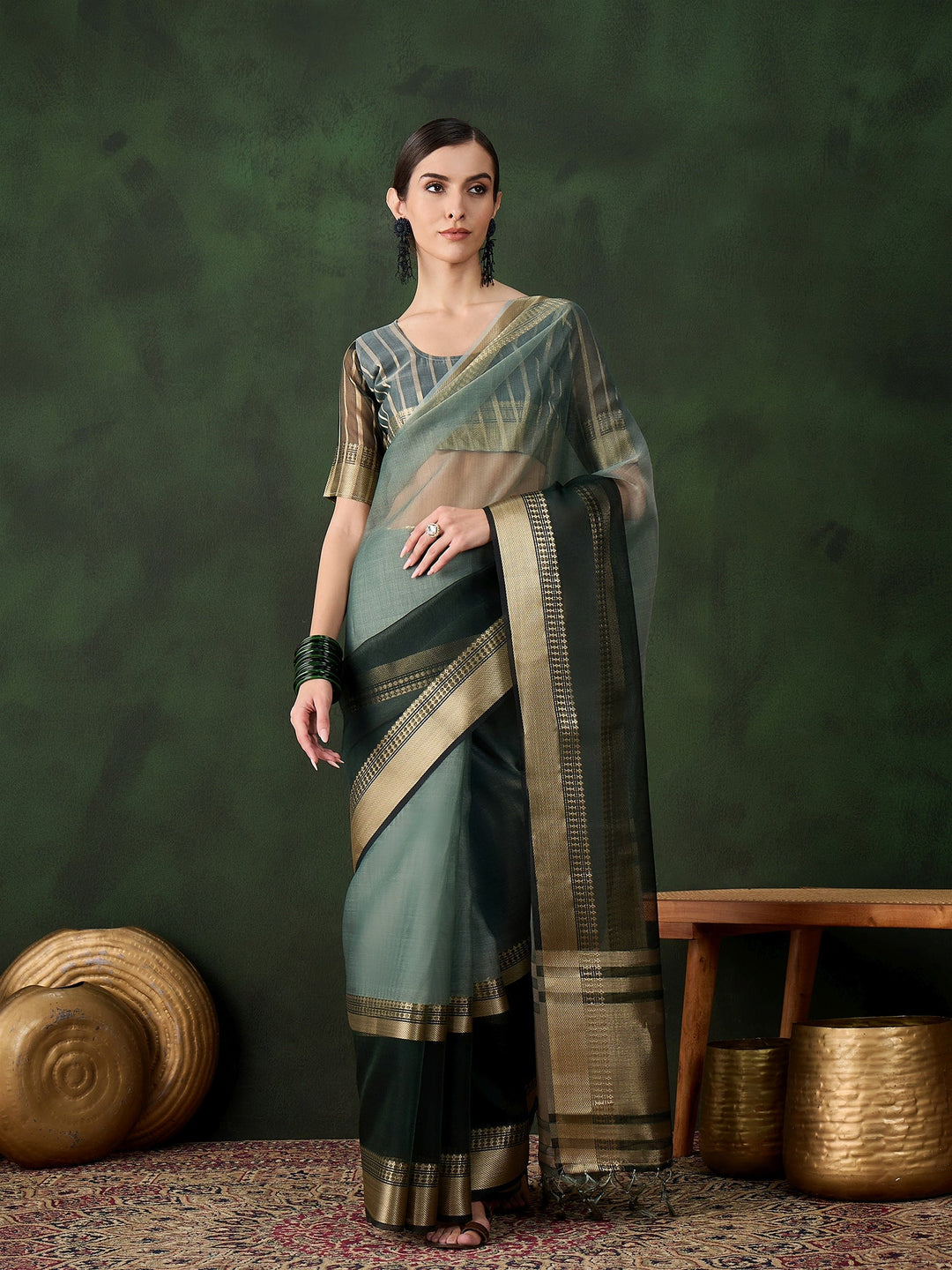 Exquisite Woven Jacquard Saree | Timeless Khadi-Organza for Weddings